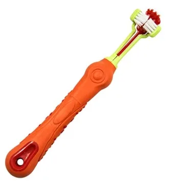 TIHOOD Three Sided Pet Toothbrush for Easy Dental Care