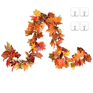 Artiflr 2 Pack Fall Garland Maple Leaf Clearance, 5.9Ft/Piece Hanging Vine Garland Artificial Autumn...