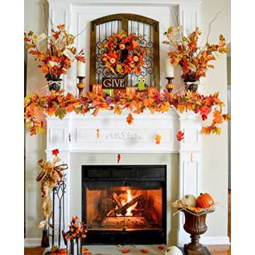 Artiflr Fall Garland 5.9Ft Maple Leaf Decor for Home