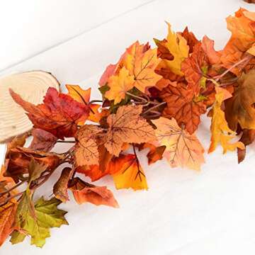 Artiflr Fall Garland 5.9Ft Maple Leaf Decor for Home