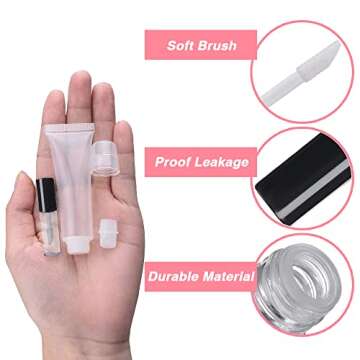 AMORIX 50PCS Mini Lip Gloss Tubes with Wand 1.2ml Empty Containers Clear Refillable Travel Lip Balm ...