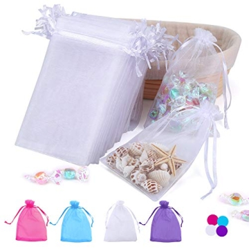 Angooni 100PCS 4x6 Inch Organza Gift Bags - Elegant Drawstring Pouches for Weddings, Parties, and Gi...