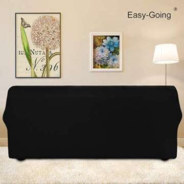 Easy-Going Stretch Oversized Sofa Slipcover 1-Piece Sofa Cover Furniture Protector Couch Soft with Elastic Bottom for Kids, Polyester Spandex Jacquard Fabric Small Checks Black