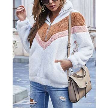 AKEWEI Womens Cozy Oversized Fluffy Fleece Sweatshirt Pullover Outwear Winter Jacket Coat