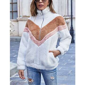 AKEWEI Womens Cozy Oversized Fluffy Fleece Sweatshirt Pullover Outwear Winter Jacket Coat