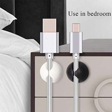 Homeditor Adhesive Cable Clips, 9 Pack White Cord Organizer, Cable Management for Home, Office, Car, Wire Holder for Desk, TV, Computer, Self Adhesive Cord Holders…