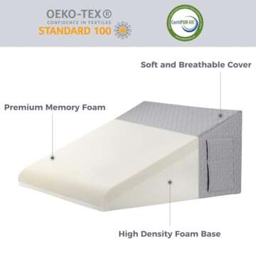 Wedge Pillow for Sleeping 12" Bed Wedge Pillow for After Surgery Triangle Pillow Wedge for Acid Refl...