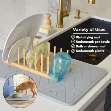 ME MOTHER EARTH Quick Dry Diatomaceous Earth Floor Stone Bath and Kitchen Dish Drying Mat, Bathroom Non-Slip Shower Mat, Super Absorbent Pad, Eco Friendly, Easy to Clean, Sustainable, Light Grey