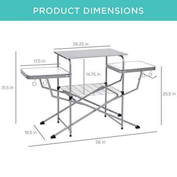 Best Choice Products Portable Folding Grill Table, Outdoor Food Prep Station, Picnic Stand for Campi...