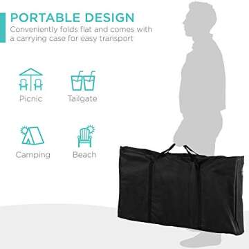 Best Choice Products Portable Folding Grill Table, Outdoor Food Prep Station, Picnic Stand for Camping, Tailgate, Beach w/ 4 Utility Hooks, Carrying Case, Silver