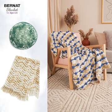 Bernat Blanket Tie Dye-Ish Golden Rays Yarn - 2 Pack of 10.5oz/300g - Polyester - #6 Super Bulky - 220 Yards - Knitting & Crochet