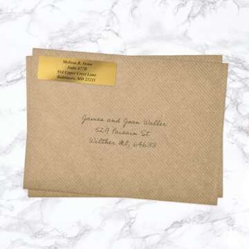 Gold Foil Personalized Return Address Labels Without Dispenser - Roll of 250 Custom Stickers