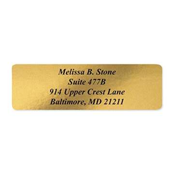 Gold Foil Personalized Return Address Labels Without Dispenser - Roll of 250 Custom Stickers