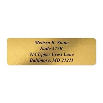 Gold Foil Personalized Return Address Labels Without Dispenser - Roll of 250 Custom Stickers