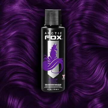 ARCTIC FOX Vegan and Cruelty-Free Semi-Permanent Hair Color Dye (4 Fl Oz, PURPLE AF)