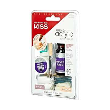 KISS French Acrylic False Nails Sculpture Kit, Natural & French Manicure, Extended Bubble-Free Nail ...