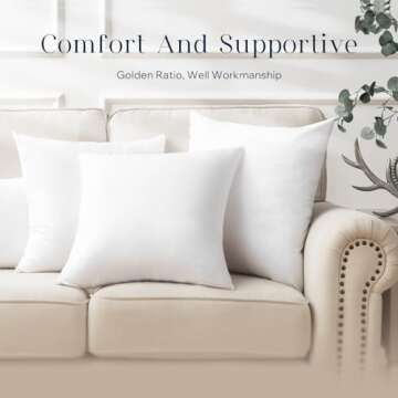 Phantoscope Premium Outdoor Pillow Inserts - Pack of 2 Square Form Water Resistant Polyester Throw Pillows, Couch Sham Cushion Stuffer, 22 x 22 inches