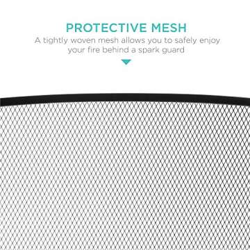 Best Choice Products 47.5x27.25in 3-Panel Simple Steel Mesh Fireplace Screen, Fire Spark Guard Grate for Living Room Home Decor w/Rustic Worn Finish - Black