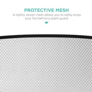 Best Choice Products 47.5x27.25in 3-Panel Simple Steel Mesh Fireplace Screen, Fire Spark Guard Grate for Living Room Home Decor w/Rustic Worn Finish - Black