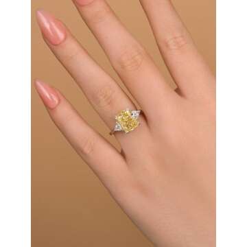 RODIFFY Yellow Sapphire Simulated Diamond Engagement Ring