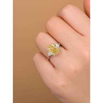 RODIFFY Yellow Sapphire Simulated Diamond Engagement Ring