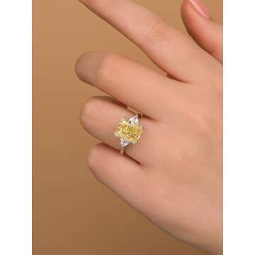 RODIFFY Yellow Sapphire Simulated Diamond Engagement Ring