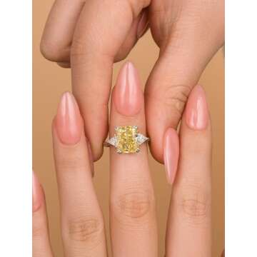 RODIFFY Yellow Sapphire Simulated Diamond Engagement Ring