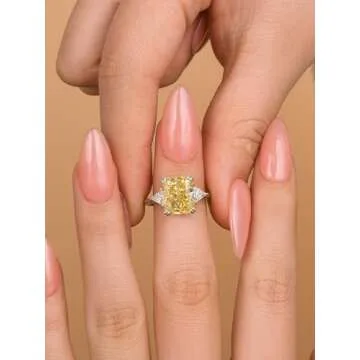 RODIFFY Yellow Sapphire Simulated Diamond Engagement Ring