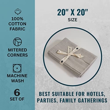 FINGERCRAFT Cloth Dinner Napkins Set of 6 for Elegant Dining