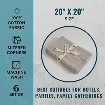 FINGERCRAFT Cloth Dinner Napkins Set of 6 for Elegant Dining