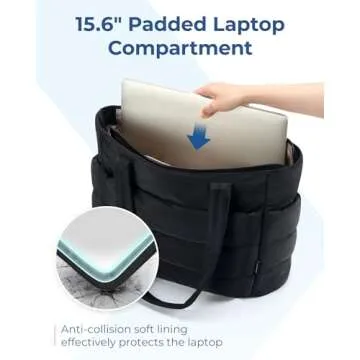 BAGSMART Lightweight Puffer Tote Bag for Women - Dark Grey