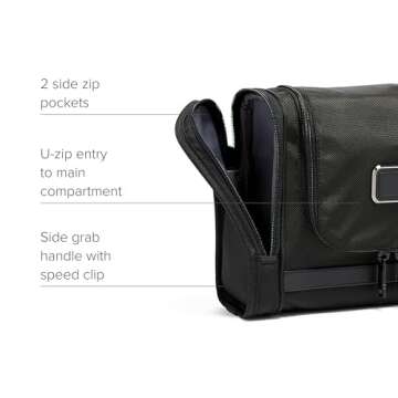 TUMI - Alpha Hanging Travel Kit - Toiletries Travel Bag - Cosmetics Organizer - Travel Essentials Bag with Hooks & Pockets - Black