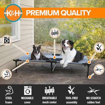 K&H Pet Products Outdoor Elevated Dog Cot, Breathable Cooling Elevated Cot Hammock Pet Bed for XL Do...
