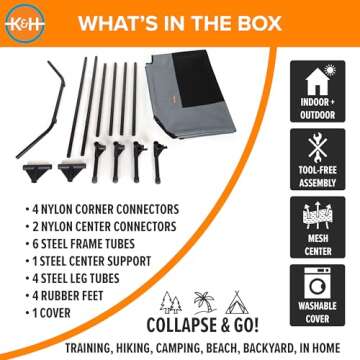 K&H Pet Products Outdoor Elevated Dog Cot, Breathable Cooling Elevated Cot Hammock Pet Bed for XL Dogs, Washable Mesh Cover, Raised Metal Frame, Collapsible, Portable - Extra-Large 50 X 32in Gray