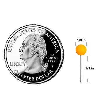 Yalis Push Pins 600 Count Mixs-Colors Map Tacks Marking Pins 1/8-Inch Plastic Beads Head, 10 Multi-Colors