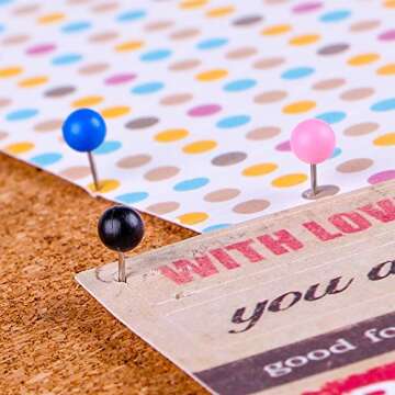 Yalis Push Pins 600 Count Mixs-Colors Map Tacks Marking Pins 1/8-Inch Plastic Beads Head, 10 Multi-Colors