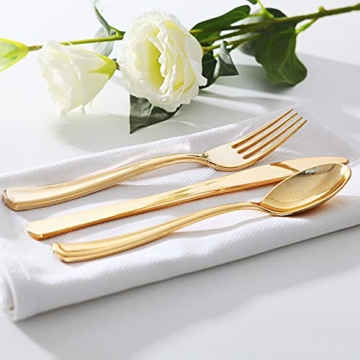 WDF Elegant Gold Plastic Silverware Set for Events