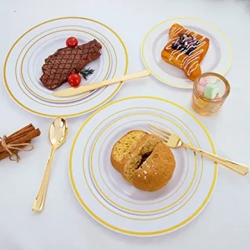 WDF Elegant Gold Plastic Silverware Set for Events