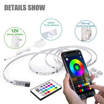 maylit Led Strip Lights, 18ft Tv Led Backlight for 75-85 inch Tv Bluetooth Control Sync to Music, Bi...