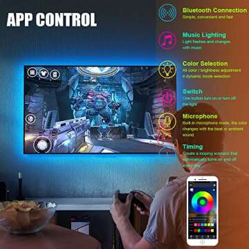 maylit Led Strip Lights, 18ft Tv Led Backlight for 75-85 inch Tv Bluetooth Control Sync to Music, Bias Lighting Tv Led Lights Kit with Remote - RGB 5050 LEDs Color Lights for Room Bedroom