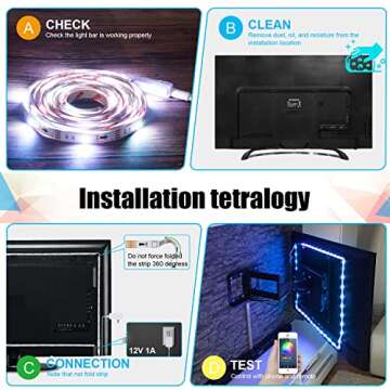 maylit Led Strip Lights, 18ft Tv Led Backlight for 75-85 inch Tv Bluetooth Control Sync to Music, Bias Lighting Tv Led Lights Kit with Remote - RGB 5050 LEDs Color Lights for Room Bedroom