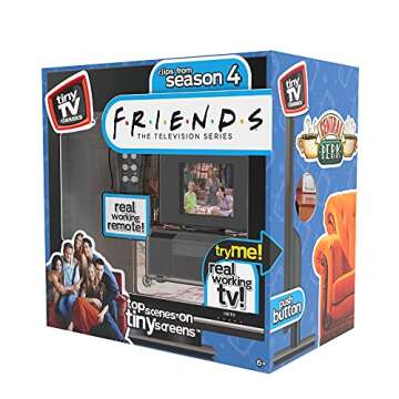 New Fall '21 - Tiny TV Classics - Friends Edition - Newest Collectible from Basic Fun - Watch top Friends Scenes on a Real-Working Tiny TV (with Working Remote)!