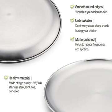 HaWare Stainless Steel Plates Set for Kids - Safe & Durable