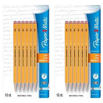 Paper Mate SharpWriter Mechanical Pencils, 0.7mm, HB #2, Yellow, 24 Count