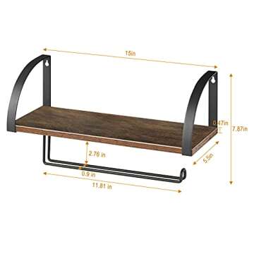 Paper Towel Holder with Shelf Storage, Wall Mount 2-in-1 Kitchen Paper Roll Towel Holder Rustic Farm...