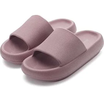 BRONAX Slides for Women Home Shower Summer Soft Form Pillow Slippers House Shoes Sleepers Sandals for Lady Ladies Female Comfy Cushioned Thick Sole 35-36 Blush
