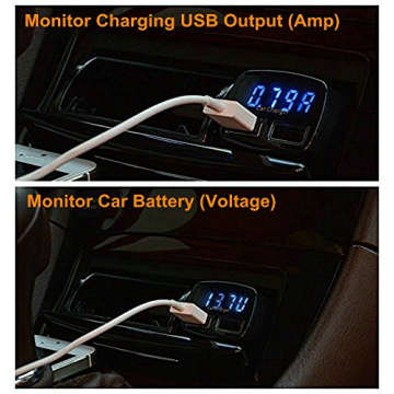 Jebsens 24W Dual USB Car Charger with LED Voltage Display