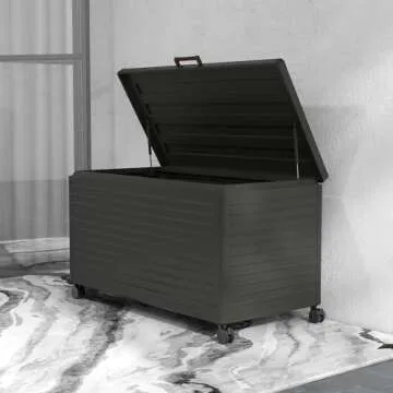MIRADOR 134 Gallon Large Outdoor Deck Box with Wheels, Storage Box with Lid for Patio Furniture, Garden Tools, Outdoor Cushion, Charcoal