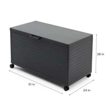 MIRADOR 134 Gallon Large Outdoor Deck Box with Wheels, Storage Box with Lid for Patio Furniture, Garden Tools, Outdoor Cushion, Charcoal