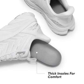 ALLSWIFIT Women's Slip On Walking Shoes Running Comfortable Tennis Breathable Non Slip Athletic Gym Workout Cross Training Fashion Sneakers,Size 7,White,SARR034W